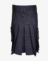 RED THREADED BLUE DENIM KILT - Scottish Kilt Jacket™ USA-UK
